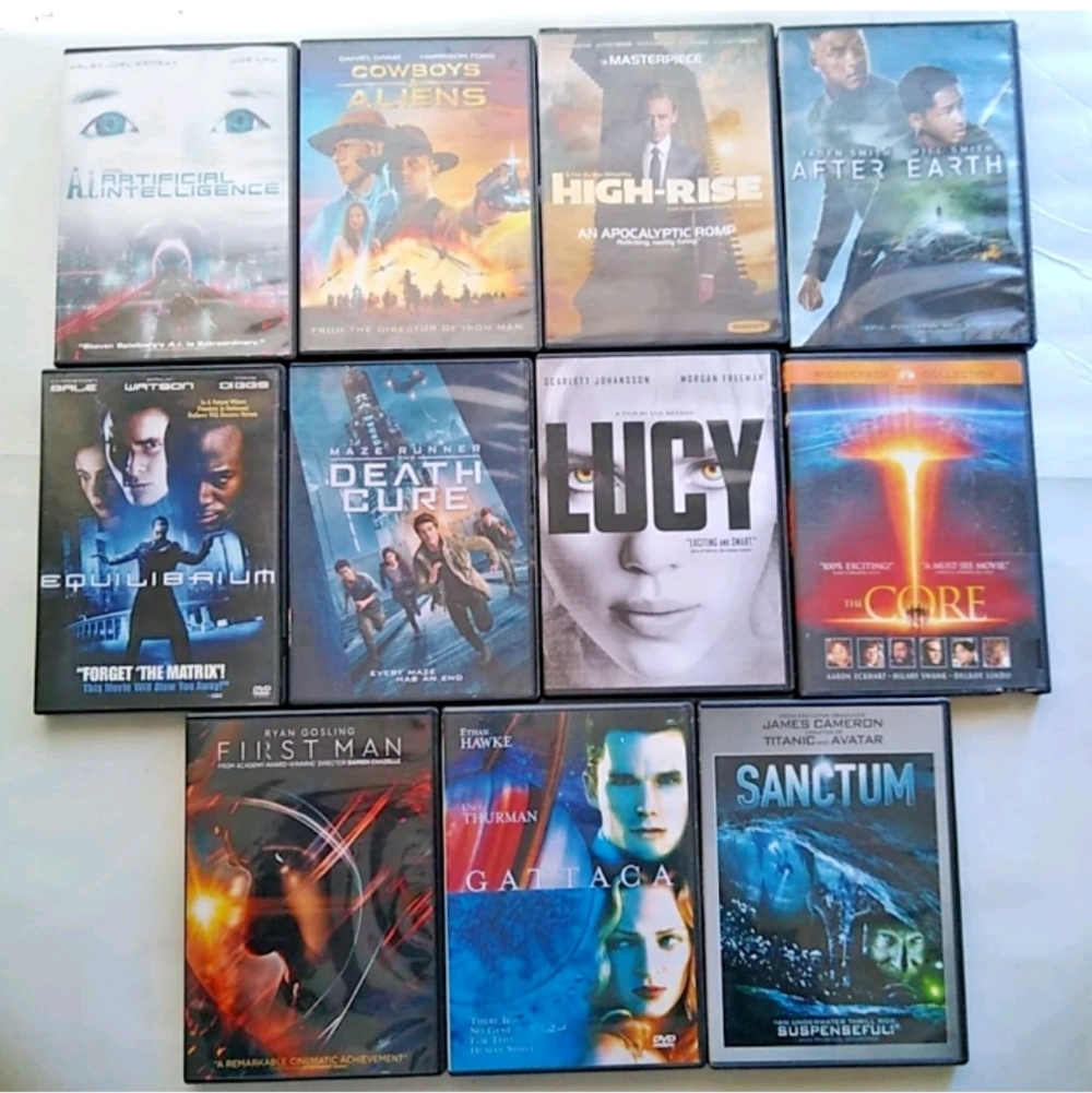 Sci-fi: AI Gattaca Lucy Sanctum Equilibrium Death Cure Core+ DVD Movie Bundle 11